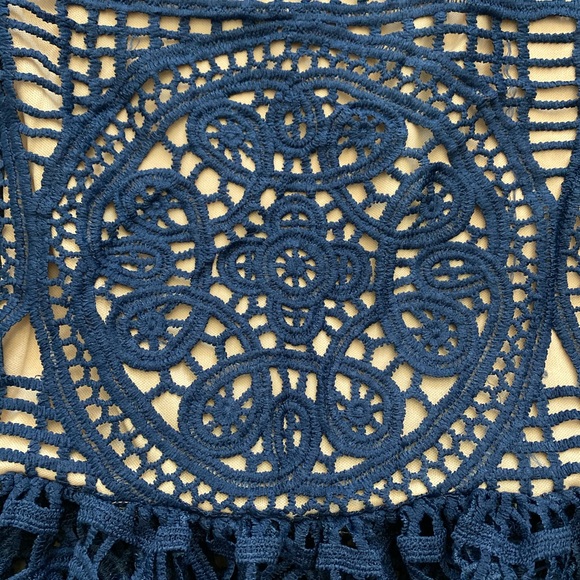 Pretty Little Thing Navy Lace Frill Hem Midi Dress - Picture 10 of 11